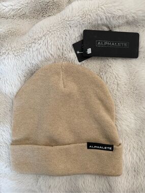 Alphalete Beige Folded Cuff Knit Beanie